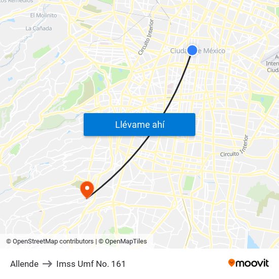 Allende to Imss Umf No. 161 map