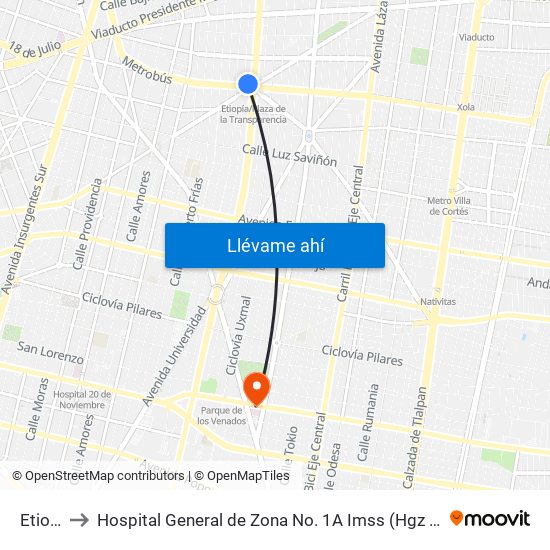 Etiopía to Hospital General de Zona No. 1A Imss (Hgz No. 1A Imss) map