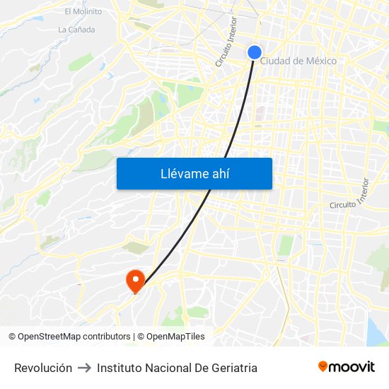 Revolución to Instituto Nacional De Geriatria map