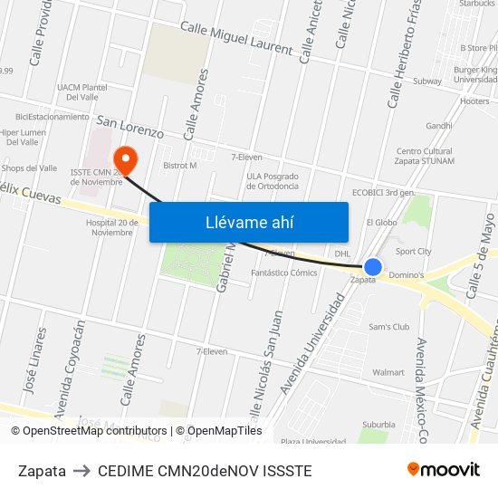 Zapata to CEDIME CMN20deNOV ISSSTE map