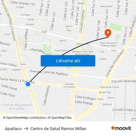 Apatlaco to Centro de Salud Ramos Millan map