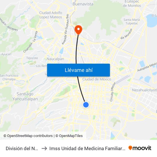 División del Norte to Imss Unidad de Medicina Familiar No.79 map