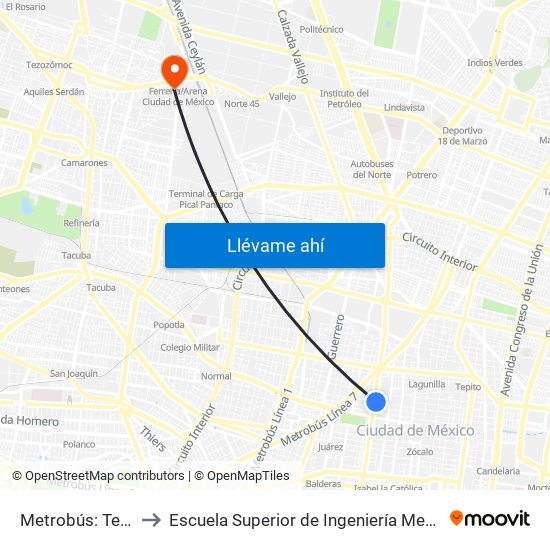 Metrobús: Teatro Blanquita to Escuela Superior de Ingeniería Mecánica Y Eléctrica Azcapotzalco map