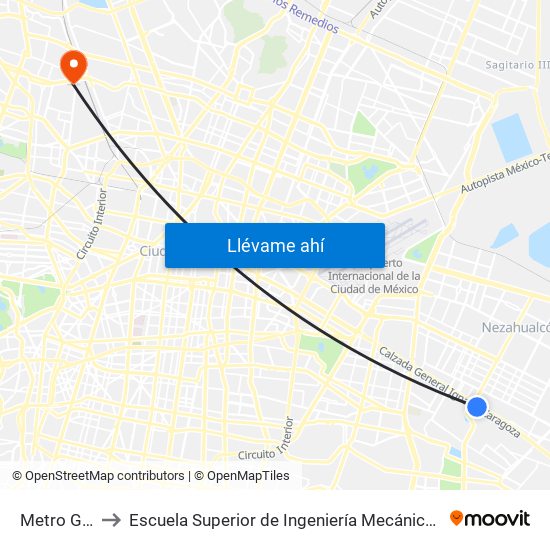 Metro Guelatao to Escuela Superior de Ingeniería Mecánica Y Eléctrica Azcapotzalco map