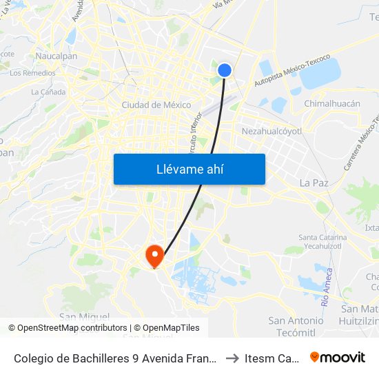 Colegio de Bachilleres 9 Avenida Francisco Morazán Malvinas Mexicanas Gustavo A. Madero Cdmx 07509 México to Itesm Campus Ciudad de México map