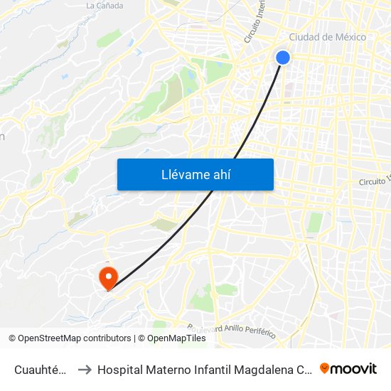 Cuauhtémoc to Hospital Materno Infantil Magdalena Contreras map