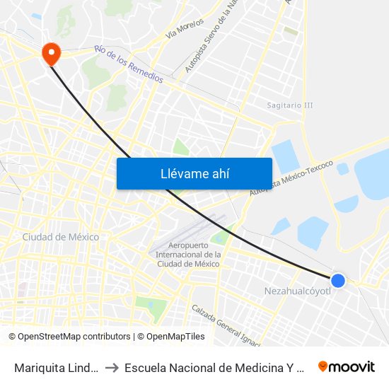 Mariquita Linda, 447 to Escuela Nacional de Medicina Y Homeopatía map