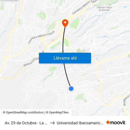 Av. 29 de Octubre - La Era to Universidad Iberoamericana map