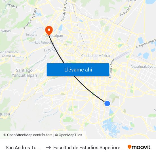 San Andrés Tomatlán to Facultad de Estudios Superiores Acatlán map