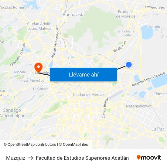 Muzquiz to Facultad de Estudios Superiores Acatlán map