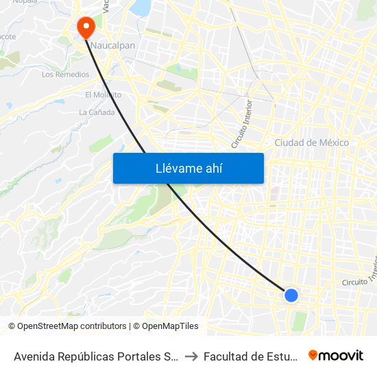 Avenida Repúblicas Portales Sur Benito Juárez Cdmx 03300 México to Facultad de Estudios Superiores Acatlán map