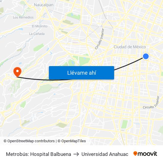 Metrobús: Hospital Balbuena to Universidad Anahuac map