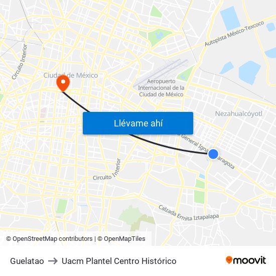 Guelatao to Uacm Plantel Centro Histórico map