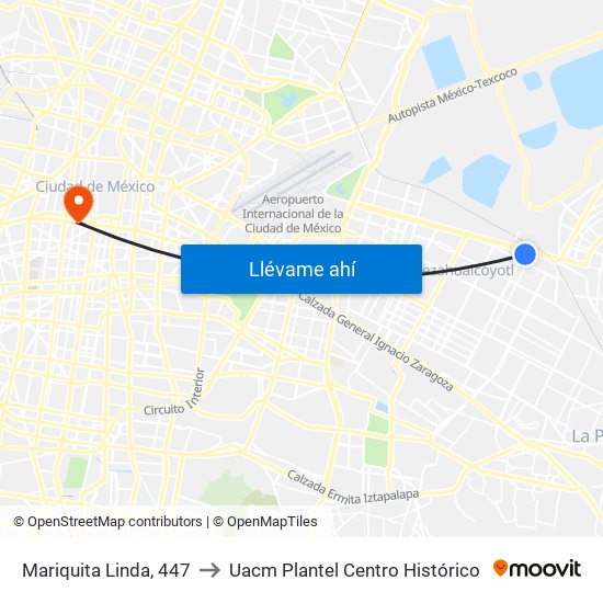 Mariquita Linda, 447 to Uacm Plantel Centro Histórico map