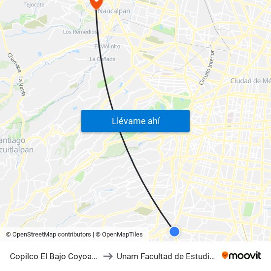 Copilco El Bajo Coyoacán Cdmx 04340 México to Unam Facultad de Estudios Superiores (Fes) Acatlán map