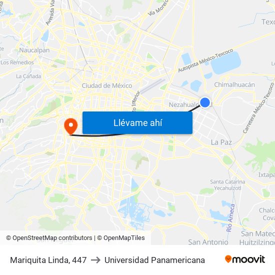 Mariquita Linda, 447 to Universidad Panamericana map