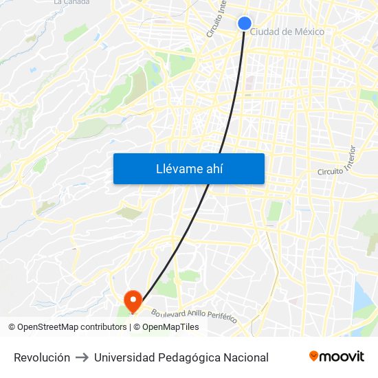 Revolución to Universidad Pedagógica Nacional map