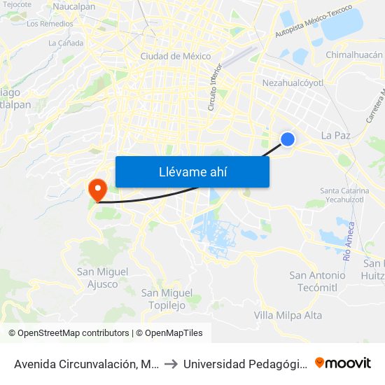 Avenida Circunvalación, Mz155 Lt2067 to Universidad Pedagógica Nacional map