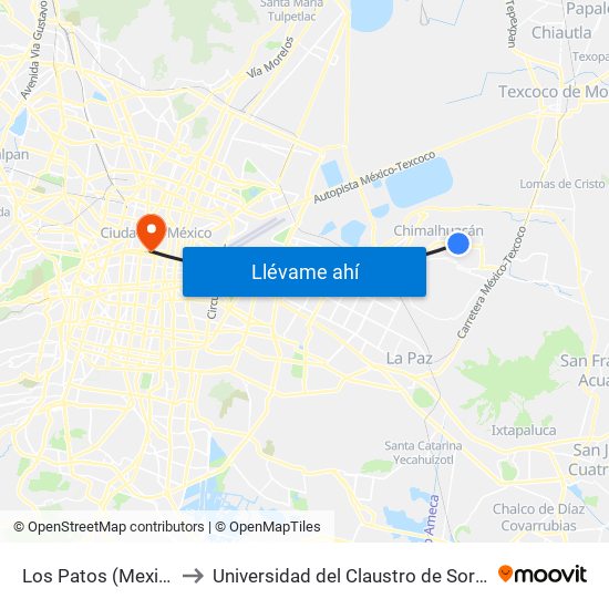 Los Patos (Mexibus) to Universidad del Claustro de Sor Juana map