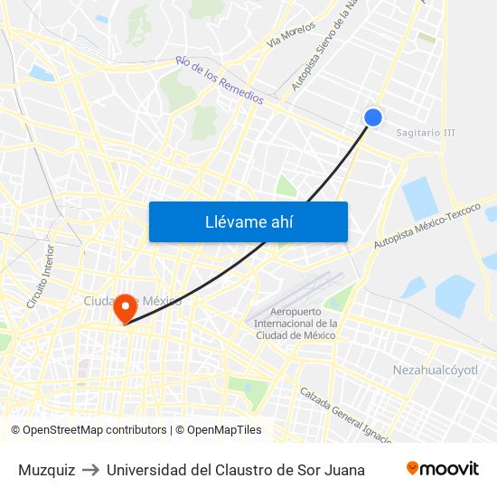 Muzquiz to Universidad del Claustro de Sor Juana map