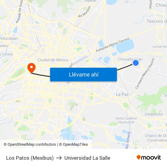 Los Patos (Mexibus) to Universidad La Salle map