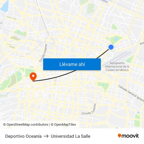 Deportivo Oceanía to Universidad La Salle map