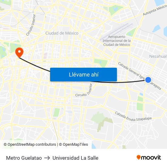 Metro Guelatao to Universidad La Salle map