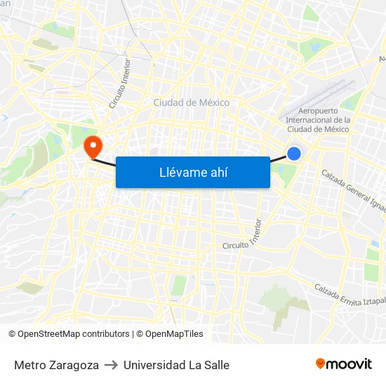 Metro Zaragoza to Universidad La Salle map