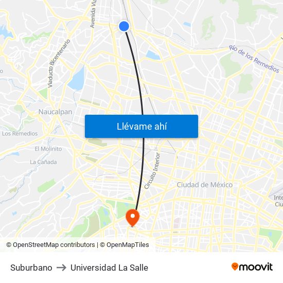 Suburbano to Universidad La Salle map