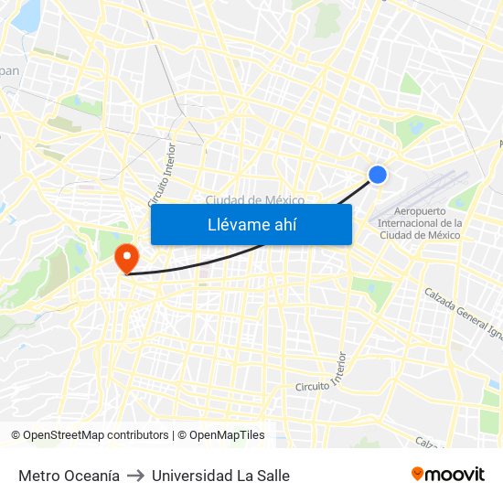 Metro Oceanía to Universidad La Salle map