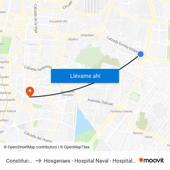 Constitución de 1917 to Hosgenaes - Hospital Naval - Hospital General de Alta Especialidad Semar map