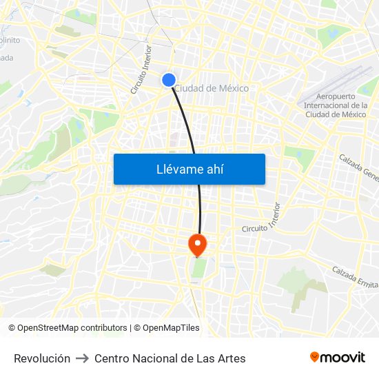 Revolución to Centro Nacional de Las Artes map