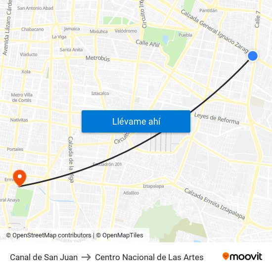 Canal de San Juan to Centro Nacional de Las Artes map
