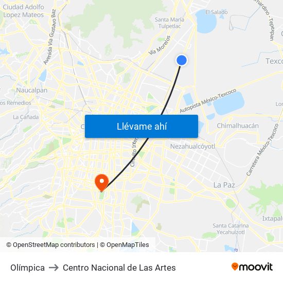 Olímpica to Centro Nacional de Las Artes map