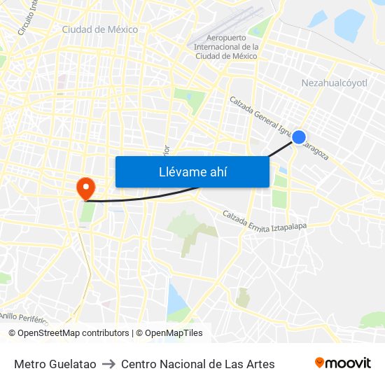 Metro Guelatao to Centro Nacional de Las Artes map