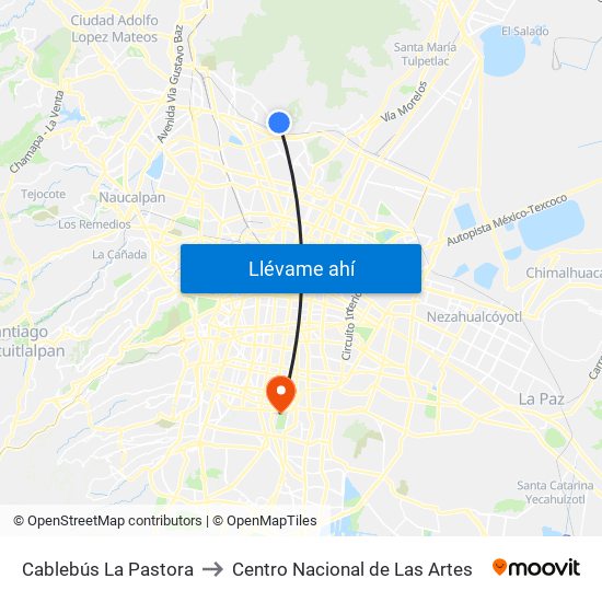 Cablebús La Pastora to Centro Nacional de Las Artes map