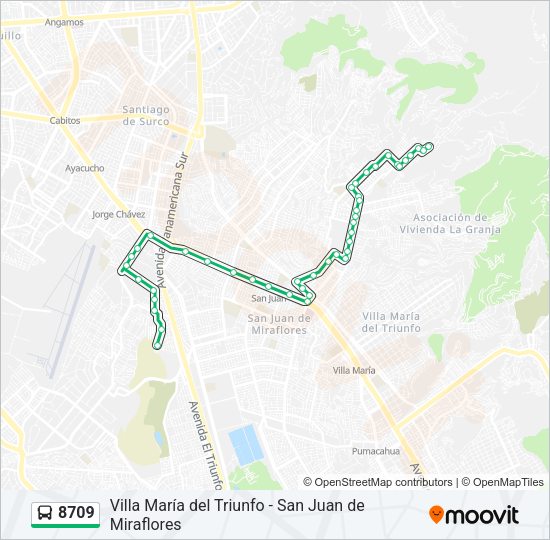 Mapa de 8709 de autobús