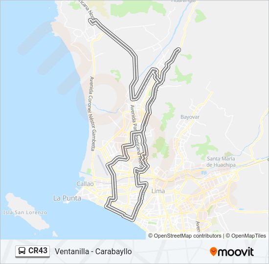 Mapa de CR43 de autobús