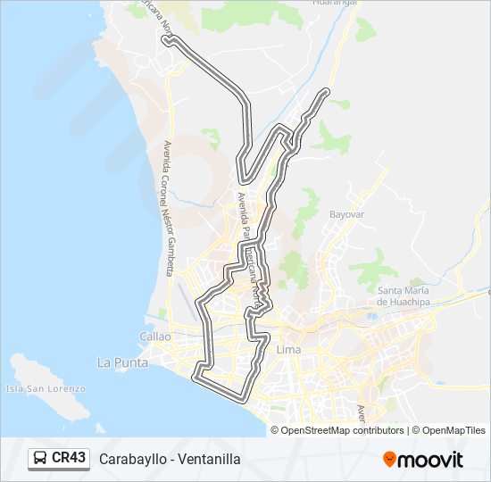 Mapa de CR43 de autobús