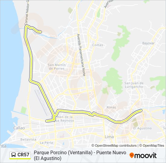 Mapa de CR57 de autobús