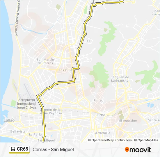 Mapa de CR65 de autobús