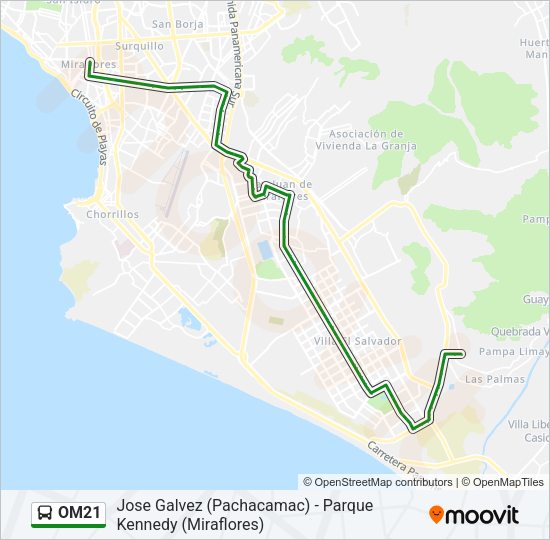 Mapa de OM21 de autobús
