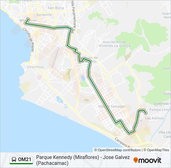 Mapa de OM21 de autobús