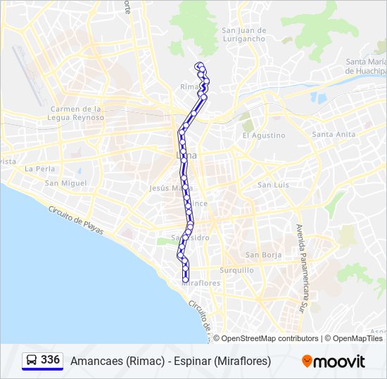 Mapa de 336 de autobús