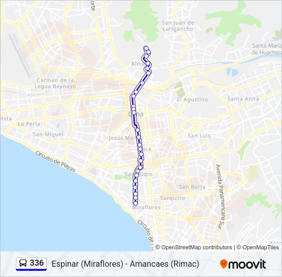 Mapa de 336 de autobús