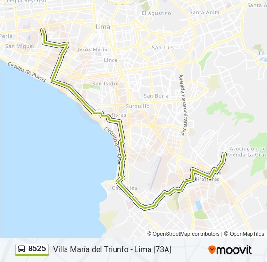 Mapa de 8525 de autobús