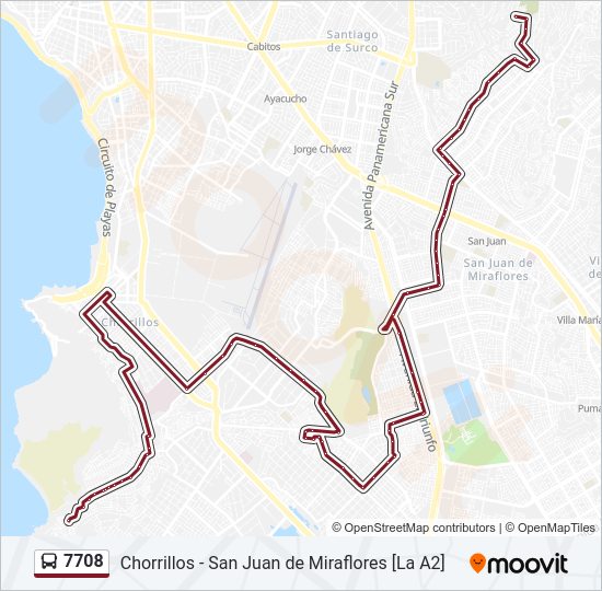 Mapa de 7708 de autobús