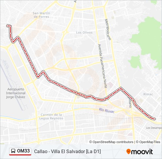 Mapa de OM33 de autobús