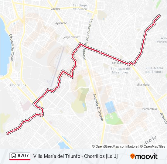 Mapa de 8707 de autobús