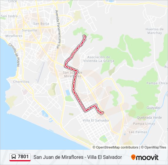Mapa de 7801 de autobús